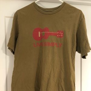 PATAGONIA Mens Tee T-shirt M 'Live Simply' Guitar graphic ORGANIC Cotton